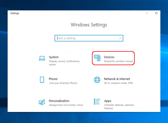 Tr&ecirc;n giao diện tiếp theo chọn Devices.